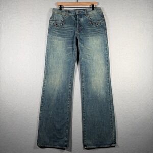 Gucci Mens Horsebit Denim Jeans Medium Wash Straight Leg Blue Made in Italy 34
